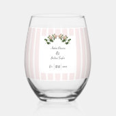 Romantische Rosa Hochzeit Weinglas Ohne Stiel (Rückseite)