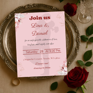 Romantische rosa Hochzeitseinladung. Einladung