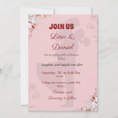 Romantische rosa Hochzeitseinladung. Einladung (Vorderseite)