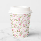 Romantische rosa Hütte Rose Pappbecher (Vorderseite)