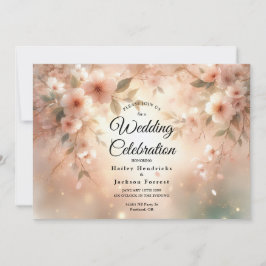 Romantische Rosa Kirschblüten-Hochzeit Einladung