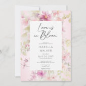 Romantische rosa Liebe im blühenden Brautparty Einladung (Vorderseite)