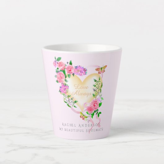 Romantische Rosa Liebe immer Rosa Latte Tasse (Vorderseite)