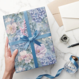 Romantische Rosa Lila Blumenhochzeit Geschenkpapier