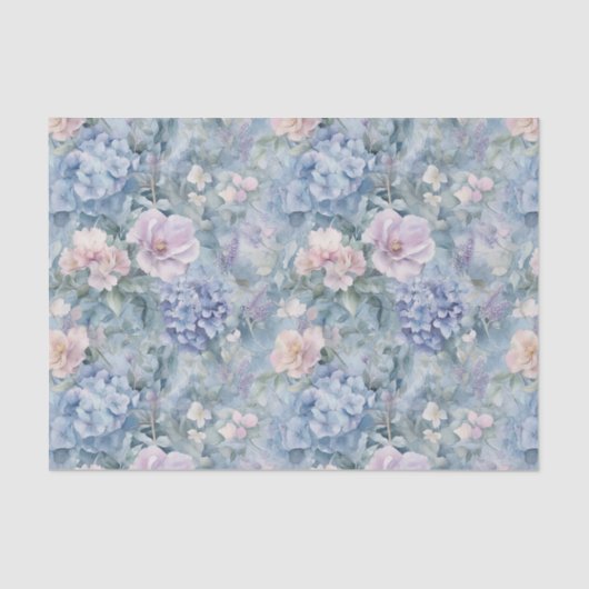 Romantische Rosa Lila Blumenhochzeit Seidenpapier (Vorderseite)