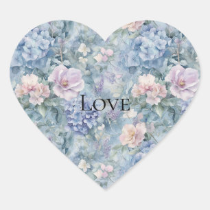 Romantische rosa Lila florale Liebe Herz-Aufkleber