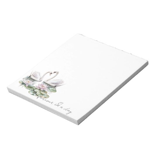 Romantische Rosa Lotus Floral Schwäne ewig Liebe Notizblock (Rotiert)