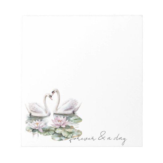 Romantische Rosa Lotus Floral Schwäne ewig Liebe Notizblock (Vorderseite)