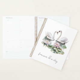 Romantische Rosa Lotus Floral Schwäne ewig Liebe Planer