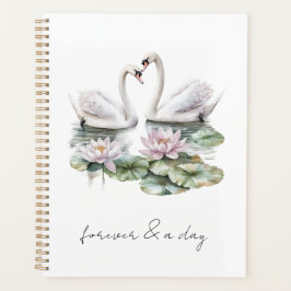 Romantische Rosa Lotus Floral Schwäne ewig Liebe Planer