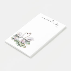 Romantische Rosa Lotus Floral Schwäne ewig Liebe Post-it Klebezettel