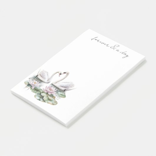 Romantische Rosa Lotus Floral Schwäne ewig Liebe Post-it Klebezettel (angewinkelt)