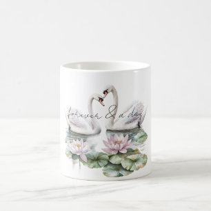 Romantische Rosa Lotus Floral Swans Kaffeetasse