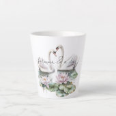 Romantische Rosa Lotus Floral Swans Milchtasse (Vorderseite)