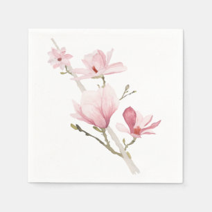 Romantische rosa Magnolien-Grün-Servietten Serviette