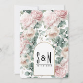 Romantische Rosa-Minze-Pony-Eukalyptus-Blumenhochz Einladung (Rückseite)