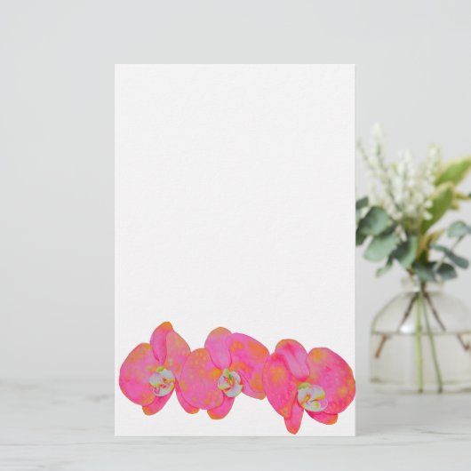 Romantische Rosa Orchid Aquarellmalerei Briefpapier (Stehend Vorderseite)