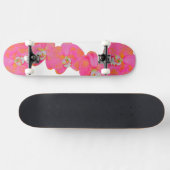 Romantische Rosa Orchid Aquarellmalerei Skateboard (Horizontal)
