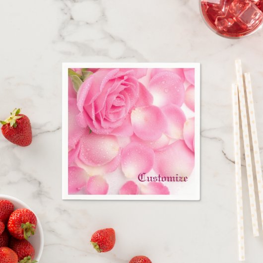 Romantische Rosa-Pedale Napkins Serviette (Beispiel)