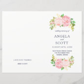 Romantische rosa Peonies Hochzeitsprogramme (Vorderseite)
