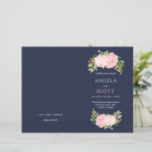Romantische rosa Peonies Hochzeitsprogramme (Stehend Vorderseite)