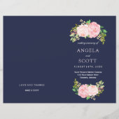 Romantische rosa Peonies Hochzeitsprogramme (Vorderseite)