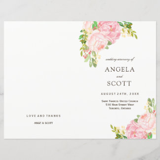 Romantische rosa Peonies Hochzeitsprogramme