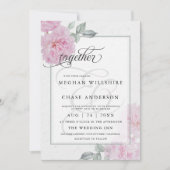 Romantische rosa Peonies Rice Paper BarefootBride™ Einladung (Vorderseite)