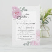 Romantische rosa Peonies Rice Paper BarefootBride™ Einladung (Stehend Vorderseite)