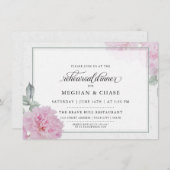 Romantische rosa Peonies Rice Paper BarefootBride™ Einladung (Vorne/Hinten)