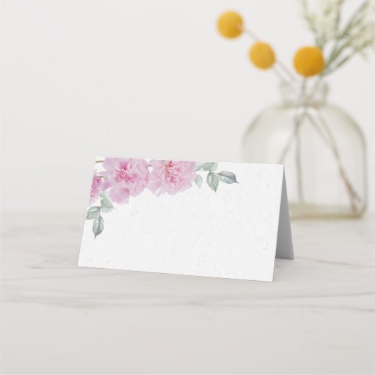 Romantische rosa Peonies Rice Paper BarefootBride™ Platzkarte (Rückseite)