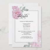 Romantische Rosa Peonies Rice Papier Hochzeitsdeta Einladung (Vorderseite)