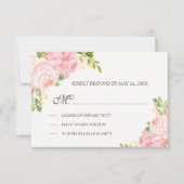 Romantische rosa Peonies Wedding RSVP (Vorderseite)