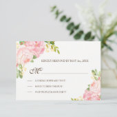 Romantische rosa Peonies Wedding RSVP (Stehend Vorderseite)