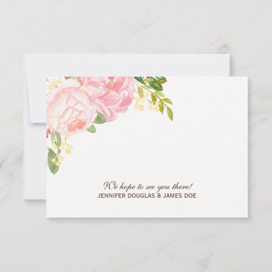Romantische rosa Peonies Wedding RSVP (Rückseite)