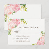 Romantische rosa Peonies Wedding RSVP Karte (Vorne/Hinten)