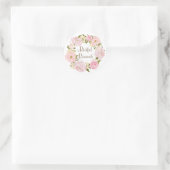 Romantische Rosa-Peonies Wreath Bridal Brunch Runder Aufkleber (Tasche)