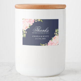 Romantische rosa Peonings auf 3x2 Blue Labels Lebensmitteletikett