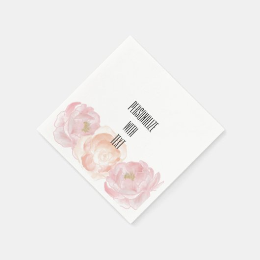 Romantische rosa Peonys, florale Serviette (Ecke)