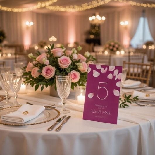 Romantische Rosa Petals Hochzeit Sockelschild