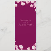 Romantische Rosa Petals Wedding Menu Menükarte (Rückseite)