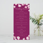 Romantische Rosa Petals Wedding Menu Menükarte (Stehend Vorderseite)
