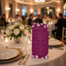 Romantische Rosa Petals Wedding Menu Menükarte