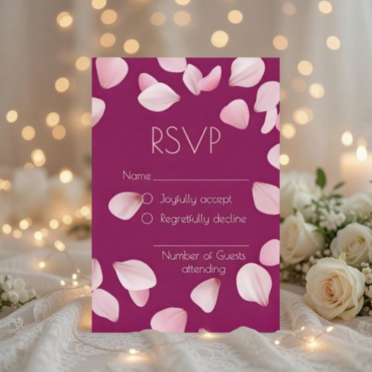 Romantische rosa Petals Wedding RSVP Card Karte