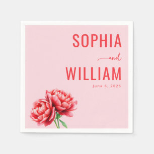 Romantische rosa Pfingstrose floral Serviette