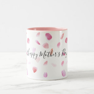 Romantische rosa Pfirsich-Rosenblüten floral Zweifarbige Tasse