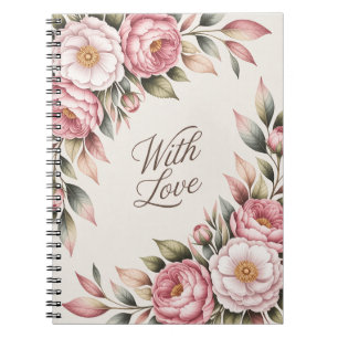 Romantische Rosa-Pony "With Liebe"-Blumenbuch Notizblock