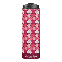 Romantische Rosa Puzzle Puzzle Herzmuster Name Thermosbecher