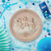 Romantische rosa Rokoko Cherub Cloud Paper Plate Pappteller (Party)