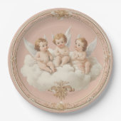 Romantische rosa Rokoko Cherub Cloud Paper Plate Pappteller (Vorderseite)